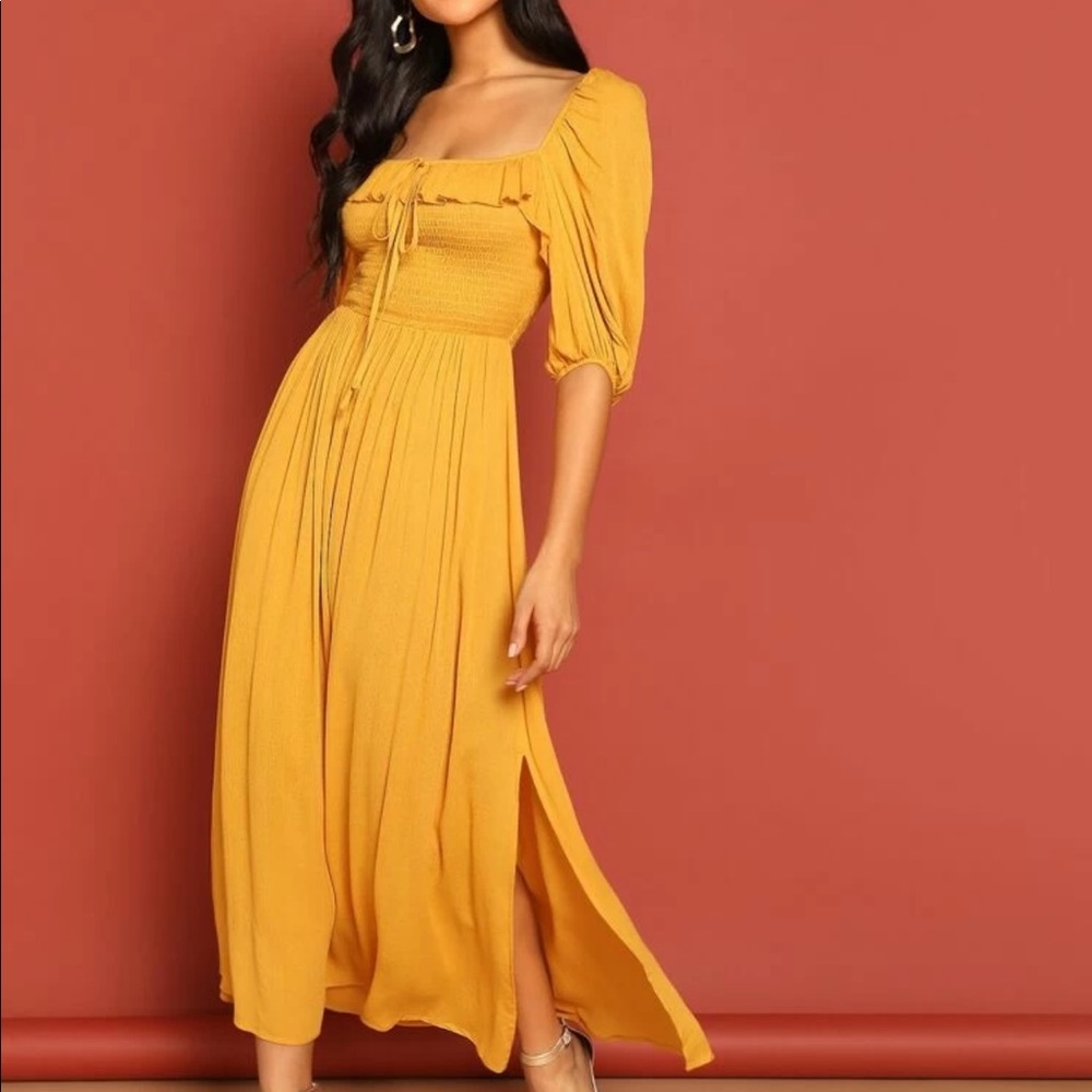 NWOT mustard SHEIN boho dress